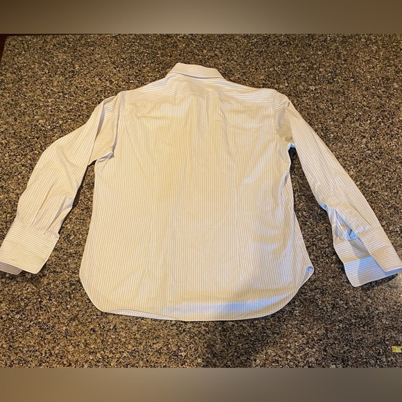 Brioni Men's Cream/Tan Striped Shirt with French Cuff’s  Size 17 Neck 43R - Picture 2 of 8